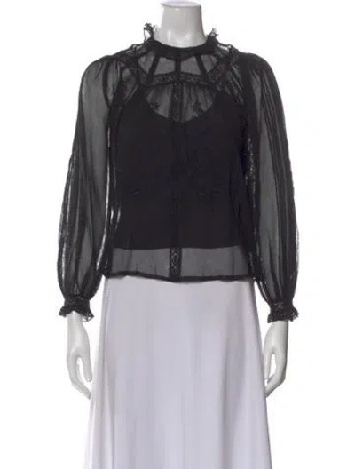 Pre-owned St. Roche Lace Pattern Long Sleeve Blouse W/ Tags In Black