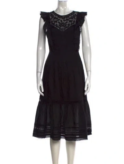 Pre-owned St. Roche Lace Pattern Midi Length Dress In Black