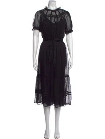 Pre-owned St. Roche Lace Pattern Midi Length Dress In Black