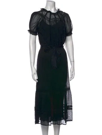Pre-owned St. Roche Lace Pattern Midi Length Dress In Black