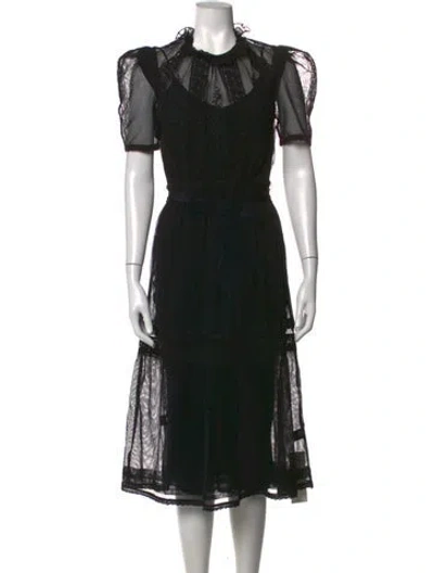 Pre-owned St. Roche Lace Pattern Midi Length Dress In Black
