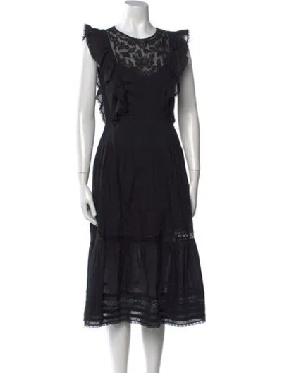 Pre-owned St. Roche Lace Pattern Midi Length Dress In Black