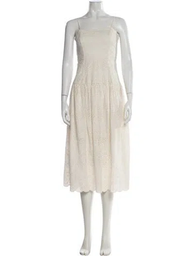 Pre-owned St. Roche Lace Pattern Midi Length Dress In Neutral