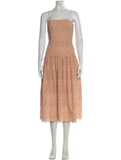 Pre-owned St. Roche Lace Pattern Midi Length Dress In Orange