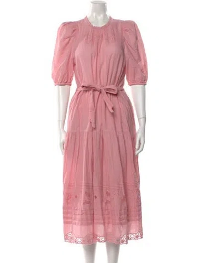 Pre-owned St. Roche Lace Pattern Midi Length Dress In Pink