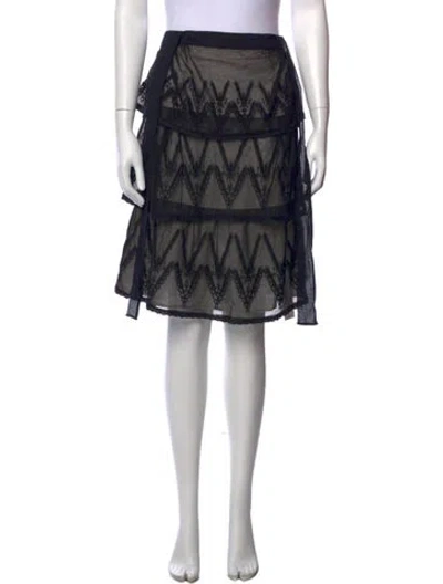 Pre-owned St. Roche Lace Pattern Midi Length Skirt In Black