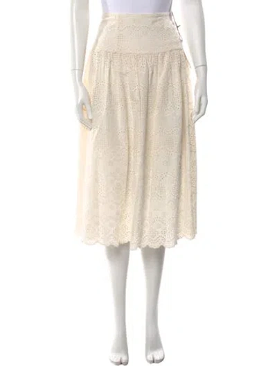 Pre-owned St. Roche Lace Pattern Midi Length Skirt In White