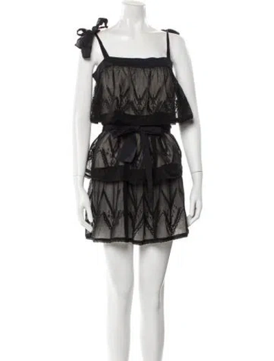 Pre-owned St. Roche Lace Pattern Mini Dress In Black