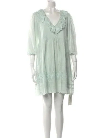Pre-owned St. Roche Lace Pattern Mini Dress In Green