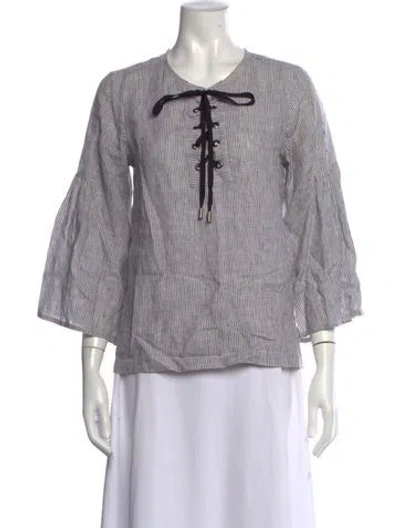 Pre-owned St. Roche Linen Striped Top In Grey