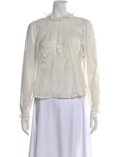 Pre-owned St. Roche Long Sleeve Blouse In White