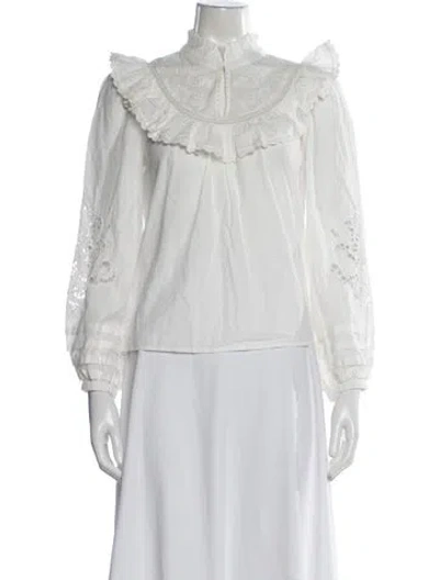 Pre-owned St. Roche Long Sleeve Blouse In White