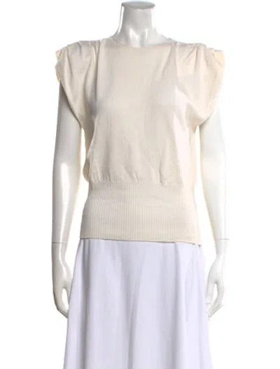 Pre-owned St. Roche Merino Wool Crew Neck Sweater In White