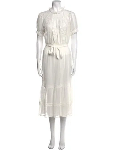 Pre-owned St. Roche Mock Neck Long Dress In White