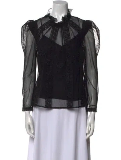 Pre-owned St. Roche Mock Neck Long Sleeve Blouse In Black