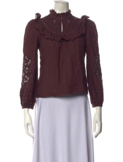 Pre-owned St. Roche Mock Neck Long Sleeve Top In Burgundy