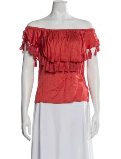 Pre-owned St. Roche Off-the-shoulder Short Sleeve Blouse In Red