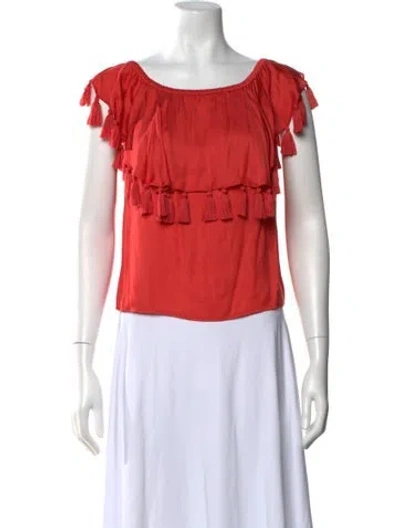 Pre-owned St. Roche Off-the-shoulder Short Sleeve Top In Red