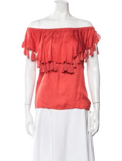 Pre-owned St. Roche Off-the-shoulder Short Sleeve Top In Red