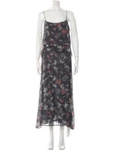 Pre-owned St. Roche Paisley Print Long Dress In Gray