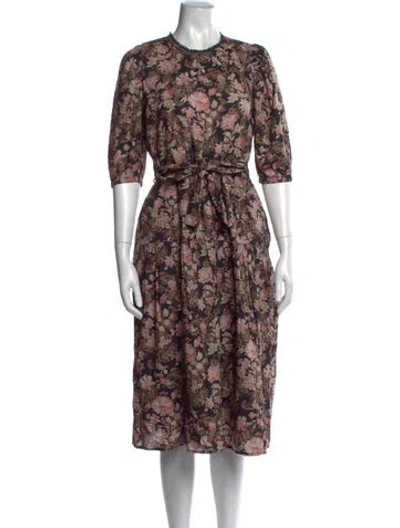 Pre-owned St. Roche Paisley Print Midi Length Dress In Black