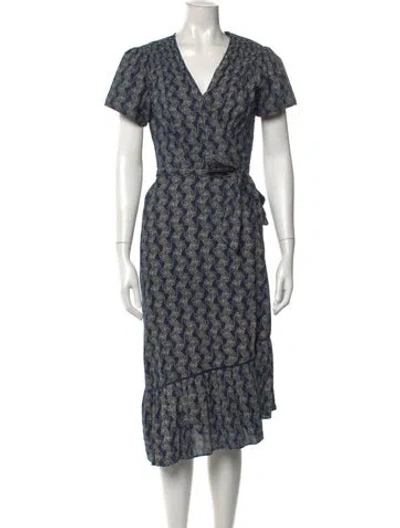 Pre-owned St. Roche Paisley Print Midi Length Dress In Blue