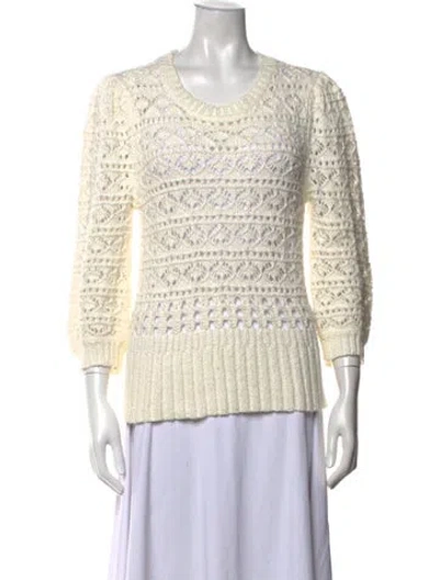 Pre-owned St. Roche Patterned Crew Neck Sweater In White
