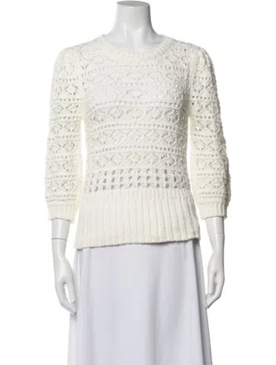 Pre-owned St. Roche Patterned Crew Neck Sweater In White