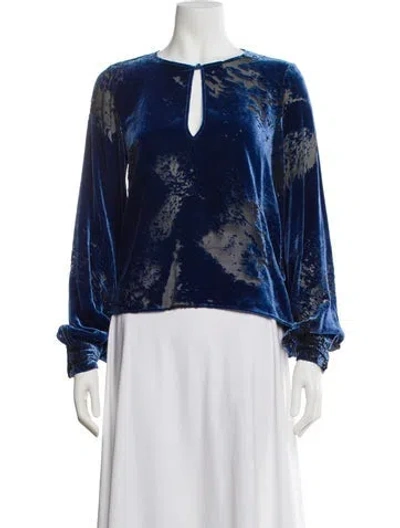 Pre-owned St. Roche Patterned V-neck Top In Blue