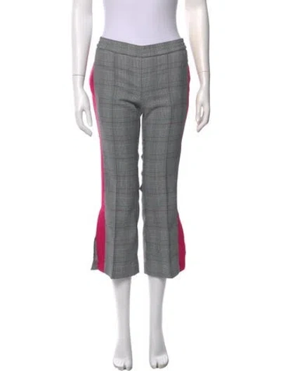 Pre-owned St. Roche Plaid Print Wide Leg Pants In Neutral