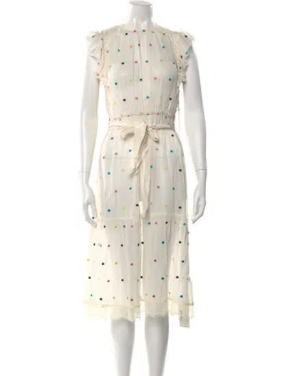 Pre-owned St. Roche Polka Dot Print Midi Length Dress In Neutral