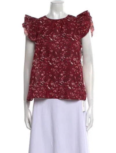 Pre-owned St. Roche Printed Crew Neck Top W/ Tags In Red