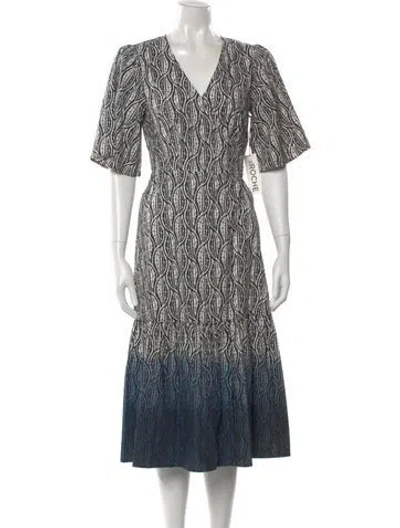 Pre-owned St. Roche Printed Midi Length Dress In Black