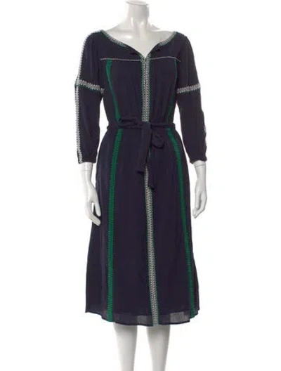 Pre-owned St. Roche Printed Midi Length Dress In Blue