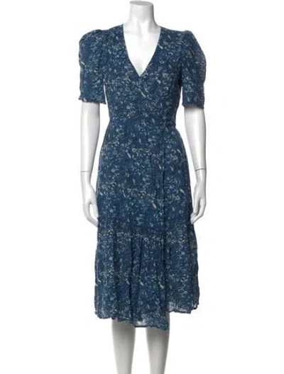 Pre-owned St. Roche Printed Midi Length Dress In Blue