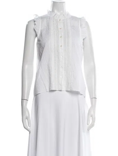 Pre-owned St. Roche Printed Sleeveless Blouse In White