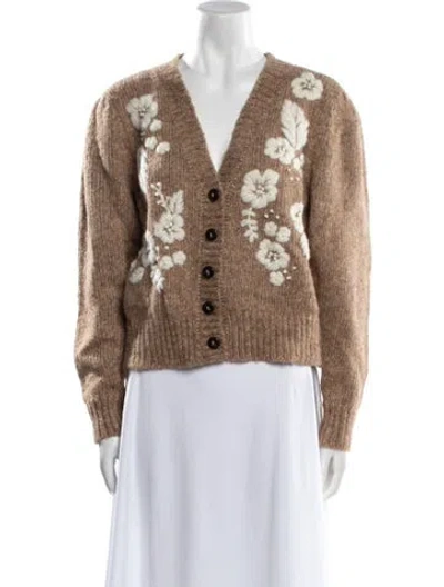 Pre-owned St. Roche Printed V-neck Sweater In Neutral