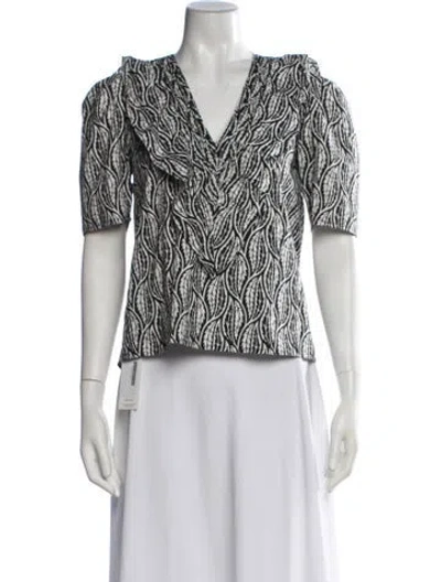 Pre-owned St. Roche Printed V-neck Top In Neutrals