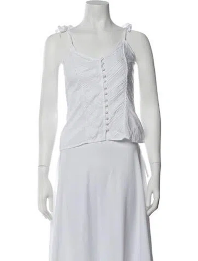 Pre-owned St. Roche Printed V-neck Top In White