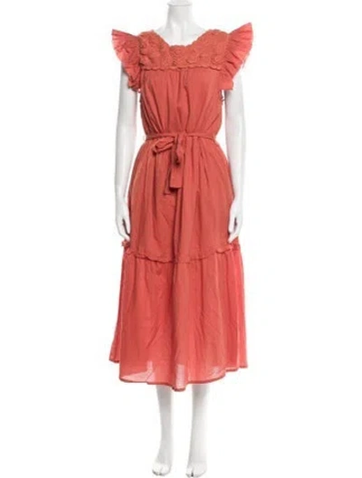 Pre-owned St. Roche Scoop Neck Long Dress In Orange