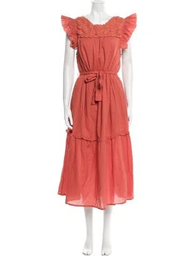 Pre-owned St. Roche Scoop Neck Long Dress In Orange