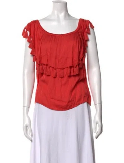 Pre-owned St. Roche Scoop Neck Sleeveless Blouse In Orange