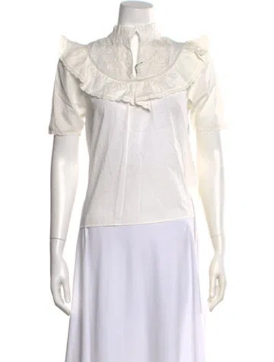 Pre-owned St. Roche Short Sleeve Blouse In White