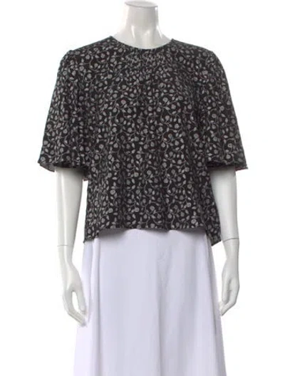 Pre-owned St. Roche Silk Floral Print Top In Black
