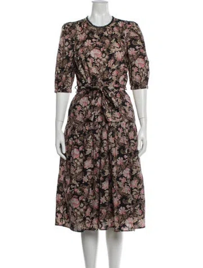 Pre-owned St. Roche Silk Midi Length Dress In Multi