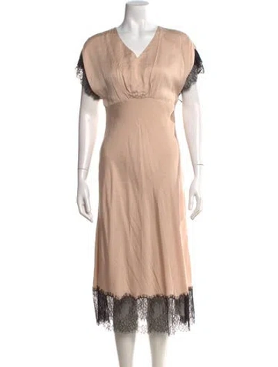 Pre-owned St. Roche Silk Midi Length Dress In Neutral
