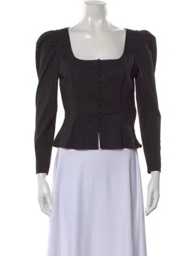 Pre-owned St. Roche Square Neckline Long Sleeve Top In Black