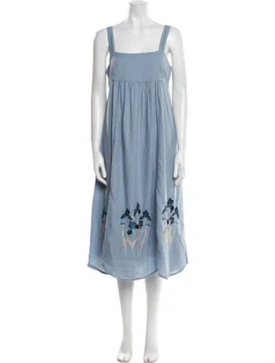 Pre-owned St. Roche Square Neckline Midi Length Dress In Blue
