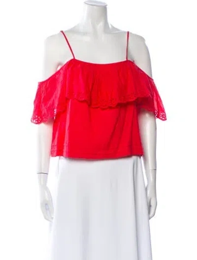 Pre-owned St. Roche Square Neckline Short Sleeve Crop Top In Orange