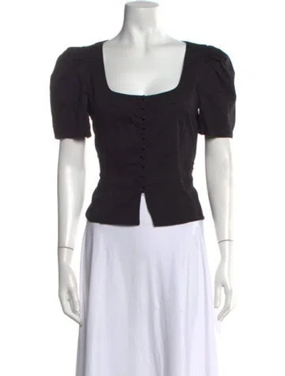 Pre-owned St. Roche Square Neckline Short Sleeve Top In Black
